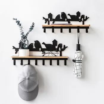

New Nordic Wrought Iron Black Hanger Key Rack Creative Wall Hanging Wardrobe Storage Hook Home Wall Hooks Kitchen Bedroom Decor