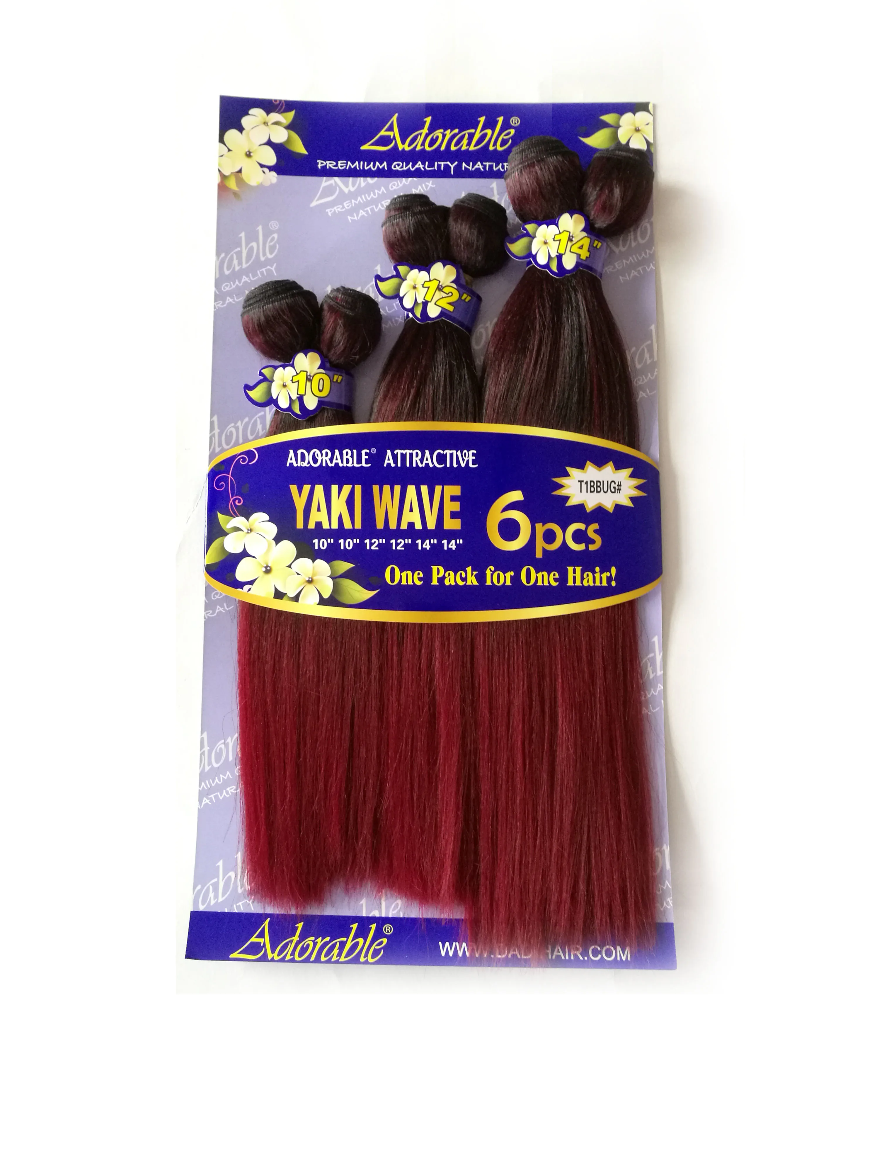 Adorable Synthetic Hair Extension YAKI WAVE 6PCS Set / 10-14inch Weave Bundles African American
