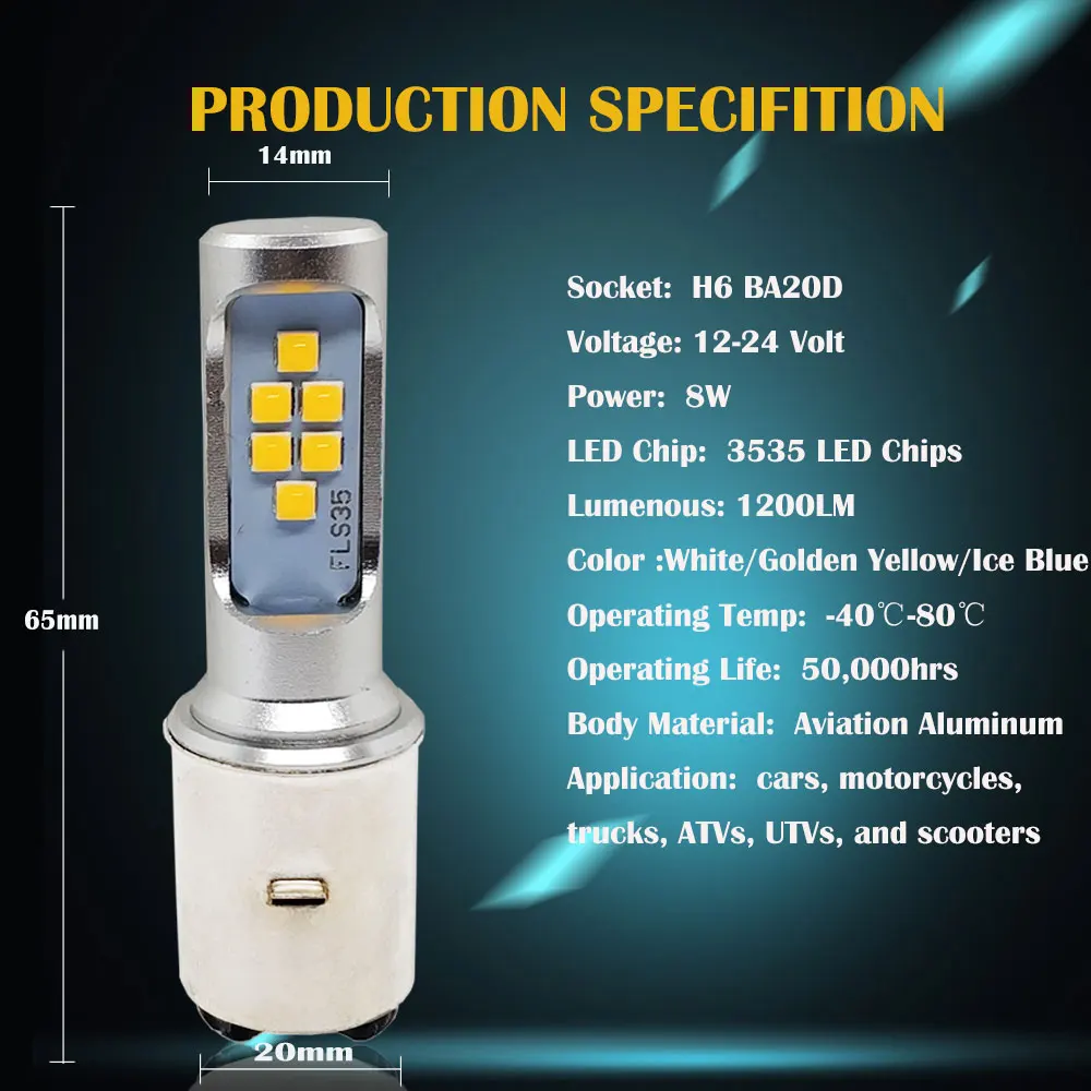 Motorcycle Headlight Bulbs H6 BA20D Hi/Lo Beam Moto LED Headlight Motorbike LED 1400LM Lamps Scooter Conversion Kit Bulbs 6000K motorcycle headlight motorcycle led lights led motorcycle lights led lights