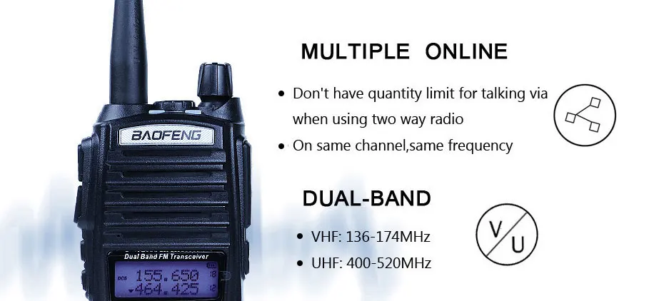 Baofeng UV-82 портативная рация баофенг VHF UHF радио двойной рация автомобильная PTT Кнопка 136-174 МГц 400-520 МГц рация uv 82 двухстороннее радио