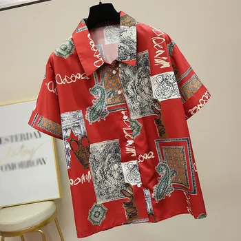 

Harajuku Shirt Fashion Cool Print Female T-shirt Red Summer Casual T-shirt Streetwear Nightclub Party Femme Top