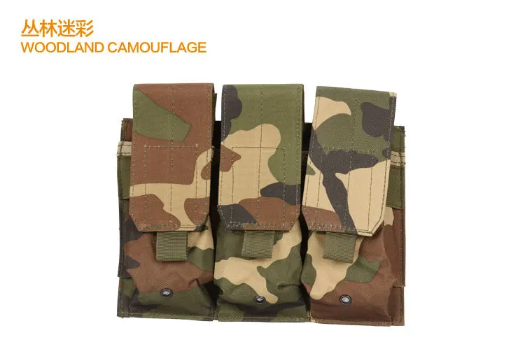 WOOD ОХОТА MOLLE тройной подсумок для магазинов в страйкболе AR15 M4 5,56 мм Журнал Mag Чехол Пистолет дамская сумка - Цвет: WOOD