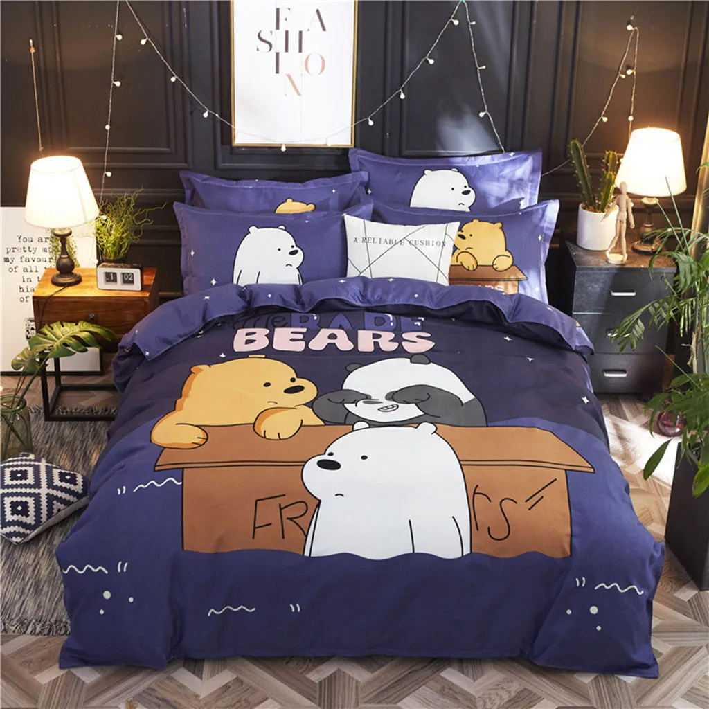 

Ouneed quilt cover sheets pillowcase Four-piece set of sheets--free to play Cotton Thickening Large Version Of Cotton Sand