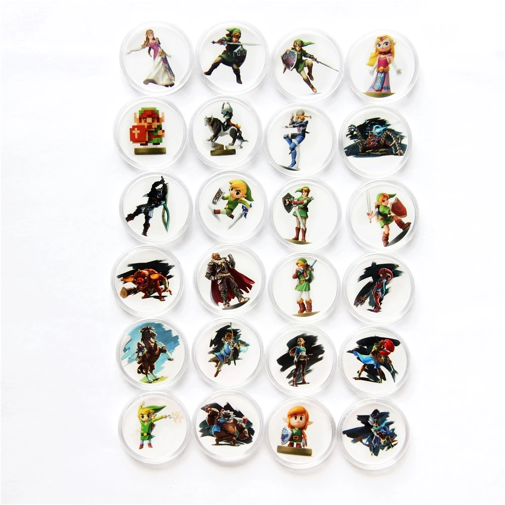 

Full Set 24pcs The Legend of Zelda Breath of the Wild Ntag215 Circular Coin Cards Tags NFC Game Cards For Amiibo Cars NS Switch