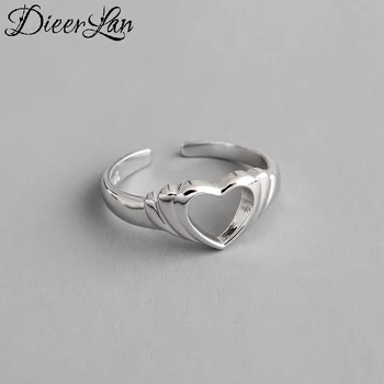 

Fashion 925 Sterling Silver Love Heart Rings For Women Adjustable Size Finger Rings Girls Party Wedding Jewelry