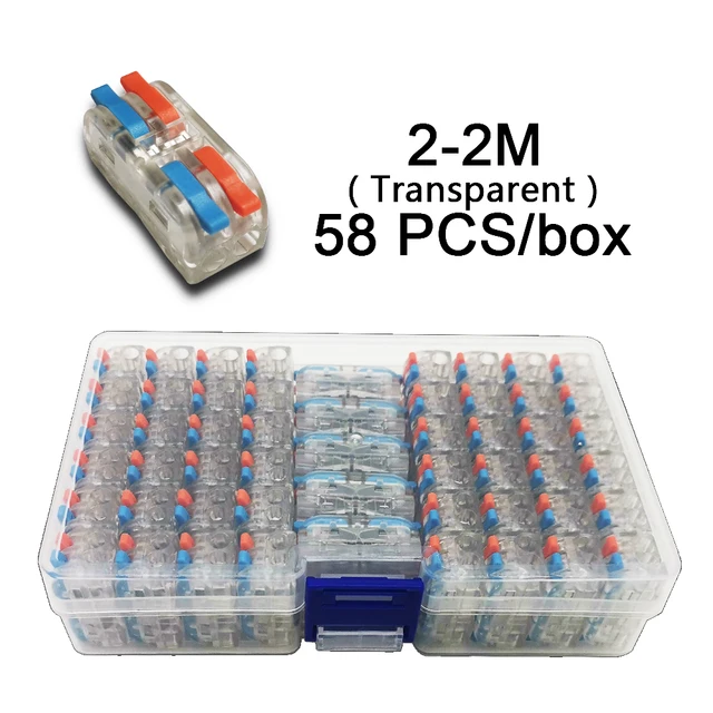 Mini Fast Boxed Wire Connector 2-2M DF-42/62 Compact Conductor Spring Wiring Connector Conductor Push-in Terminal Block 2-2M T 58PCS