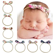 Europe And America Foreign Trade Children Bow Headband Vintage Printed Bow Hairband Hair Band AliExpress Amazon Goods