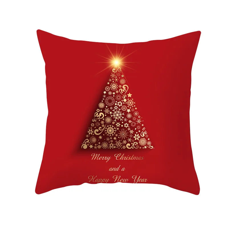 Fuwatacchi Red Printed Cushion Cover Christmas Gift Decorative Pillow Covers for Home Sofa Polyester Throw Pillowcases 45*45cm - Цвет: PC11729