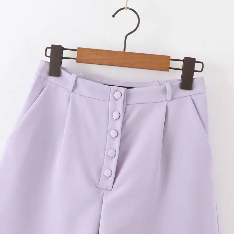 KZ912 осенний дизайн высокая талия пуговицы деко фиолетовый цвет Блейзер шорты корейский элегантный Pantalones Cortos
