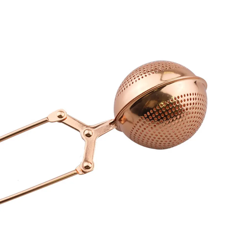 Mesh Filter Strainer Home Sphere Spice Rose Gold Practical Diffuser Ball Shape Coffee Herb Tea Infuser Handle Stainless Steel