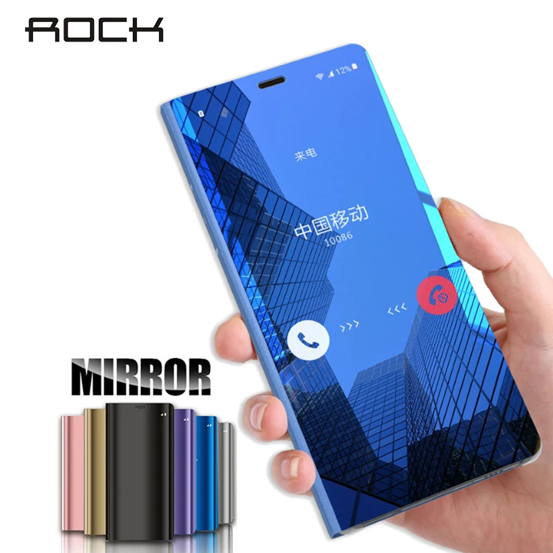 Rock Mirror Flip Phone Case For Samsung Galaxy S10 Plus S10e Leather Back Cover Cases Note 10 S8 S9 10+ S8+ S9+ | Мобильные телефоны