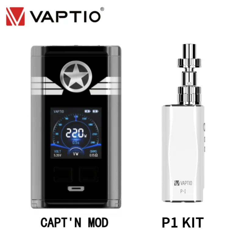 Оригинальный Vaptio Capt'n 220 Вт мод Vape коробка с P1 TF Vaping Kit 510 нить бак электронная