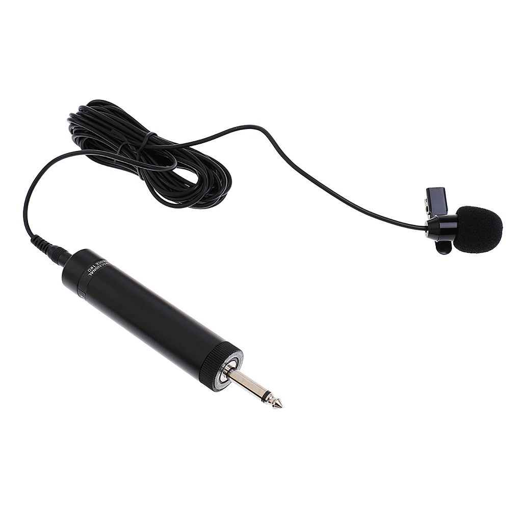 Condenser Instrument Mic Lapel Tie Microphone 6.5mm Jack for Violin Guitar Voice Black