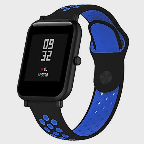 20 мм 22 мм спортивный силиконовый ремешок для Huami Amazfit Bip, резиновый ремешок, смарт-браслет, аксессуары, ремень для Xiaomi Amazfit Bip, браслет - Цвет ремешка: black blue