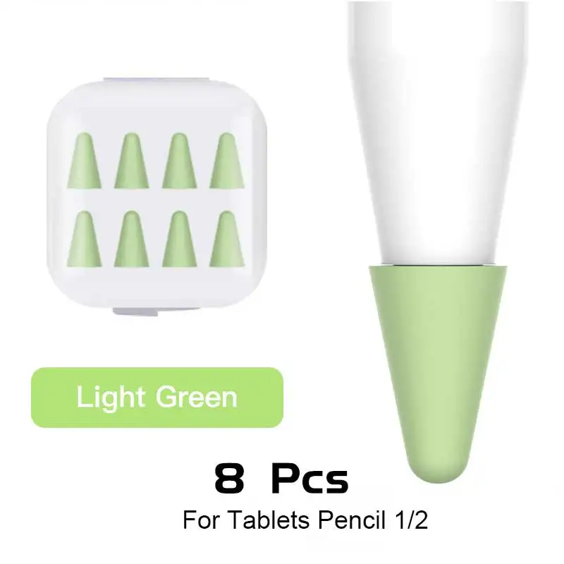 8 pcs Green Covers 8 шт. силиконовый чехол колпачок для наконечника для планшета карандаш 1-й 2-й стилус ручка для тачскрина мягкий силиконовый сменный наконечник крышка-держатель - Цвета: 8 pcs Green Covers