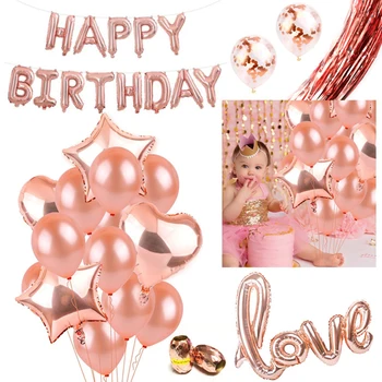 

Rose Gold Series Balloons Foil Champagne Star Balloon Wedding Latex Ballon globos BabyShower Birthday Party Decoration Supplies
