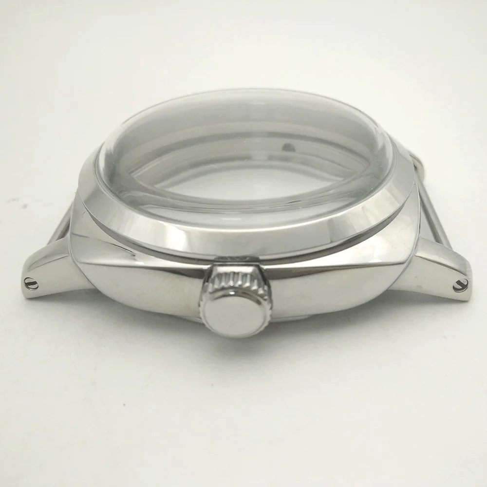

handing watch case military 47 mm 316l polished stainless steel case fit ETA6497/6498 movement OO1