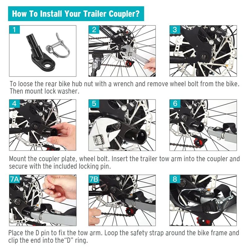 Flash Deal 1PC Bicycle Parts Rear Steel Bicycle Trailer Hitch Mount Adapter Replacement Axle Bike Accessory Bicycle Frame 4