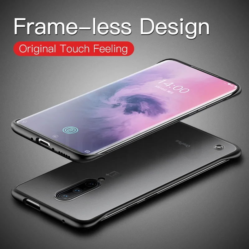 

UPaitou Frameless Transparent Case For Oneplus 7 Pro 6T Case Matte Hard Cover For Oneplus 7Pro 1+ 7Pro With Finger Ring Case