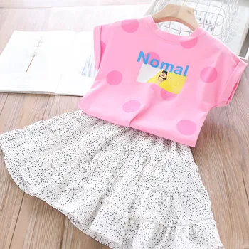 

2020 Summer Baby Sets Girl's Letter Shirt and Polka Dot Skirt Children's Clothing Wholesale