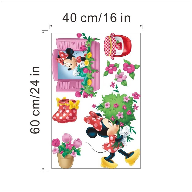 Vivid Disney Mickey Minnie wall sticker for kids  room living room bedroom wall PVC decoration Movie Poster  Door sticker