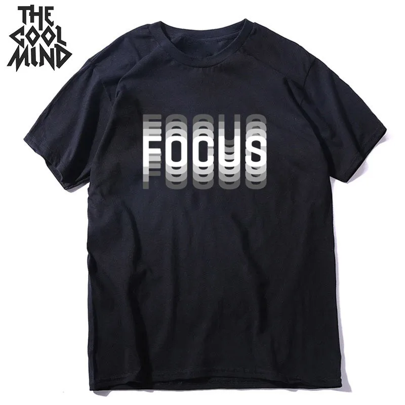 T-Shirt Male Short-Sleeve COOLMIND Focus-Print Loose Summer 100%Cotton Casual O-Neck