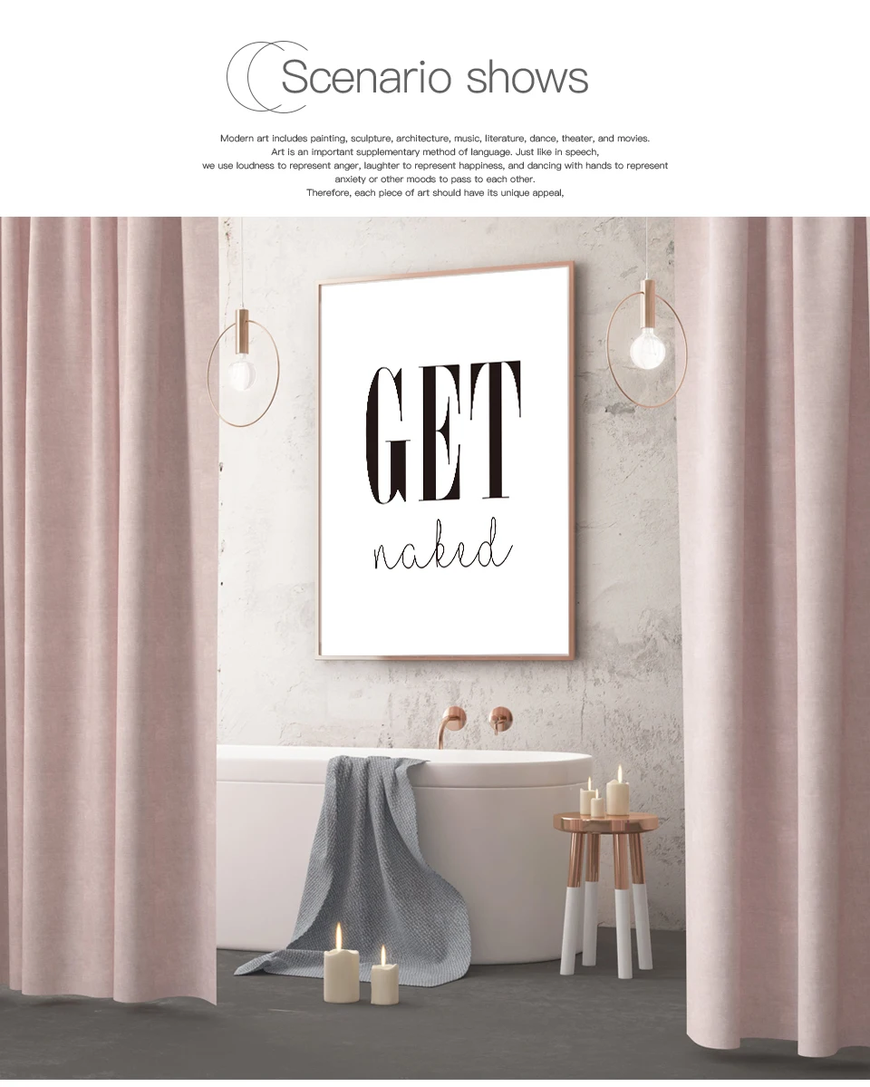 Modern Modular Bathroom Picture Artwork Murals Charts Home Decor and Print Get Naked Wall Painting Canvas Letter (6)