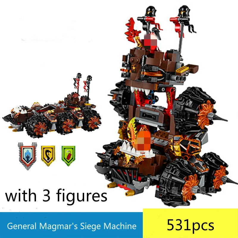 531 шт рыцарские блоки Nexoes генерала Magmar's Siege машина строительный блок кирпичи 70321
