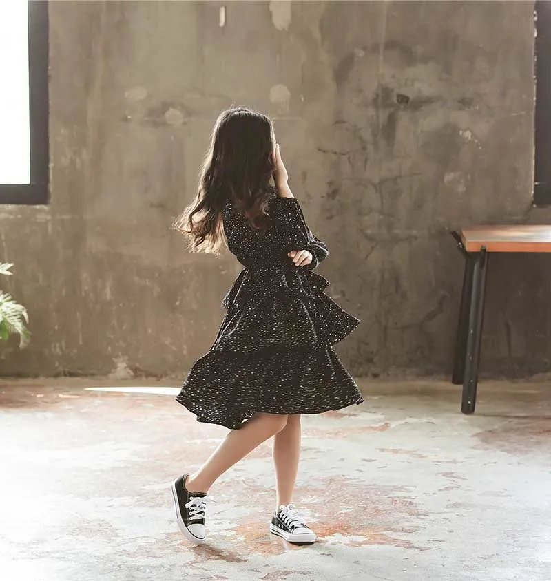 New 2019 Teen Kids Autumn Dress Black Winter Girls Dresses Fashion Children Baby Princess Dress Mother And Daughter Clothing (10)
