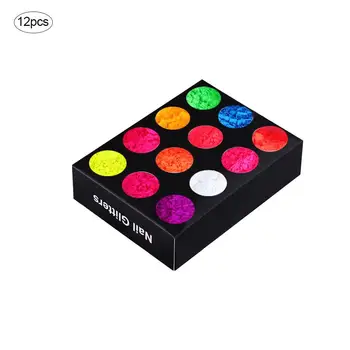 

12 Colors Nail Fluorescent Glitter Powder Neon Phosphor Powder Luminous Nail Art Decorations Fluorescent Glitter UV Gel Polish