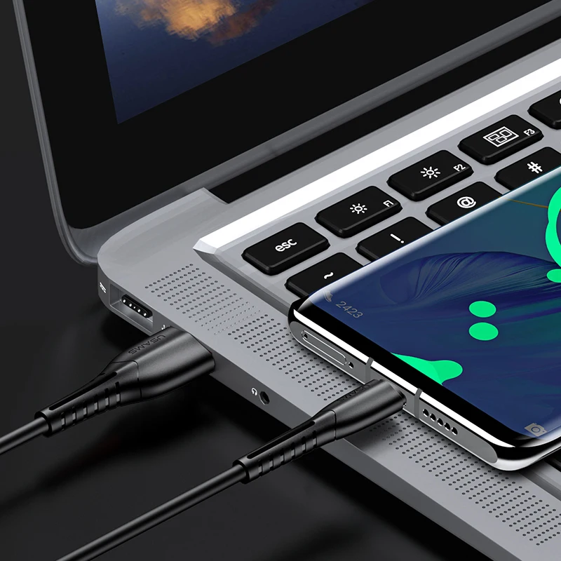 USAMS type-C кабель 1 м USB C кабель для samsung S9 S8 huawei Xiaomi 2A Быстрая зарядка USB-C кабель передачи данных type-C зарядное устройство