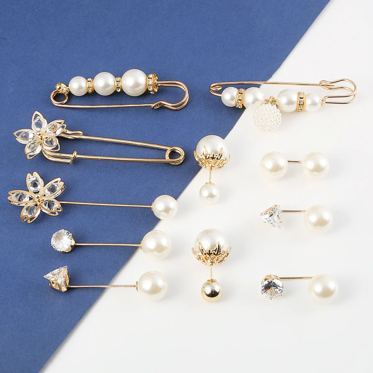 

Korean-style Brooch Women's Pearl Anti-Exposure Buckle A- line Set Brooch Safety Pin Sweater Coat Scarf Buckle Accessories