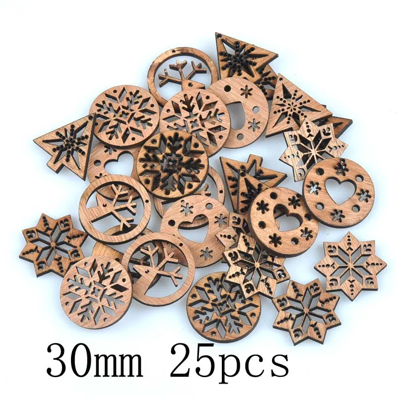 mt1678-25pcs Смешанные Рождественские Елочные подвесные украшения, деревянные украшения, натуральные деревянные поделки, домашние рождественские украшения, детские подарки M2521 - Цвет: mt1678-25pcs