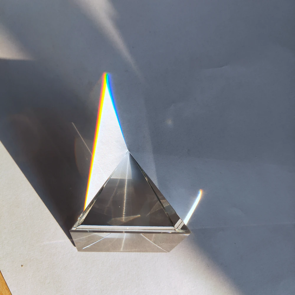 Rainbow Prism Optical Glass Crystal Pyramid 40mm Height Rectangular Pyramid Polyhedral Popularization Science Studying Student