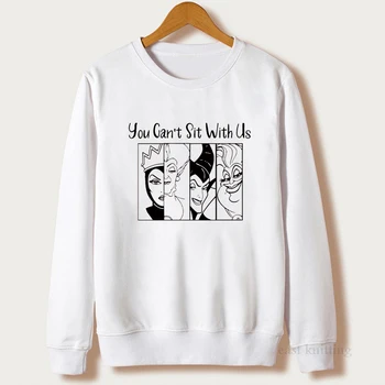 

Women Cool Printed Pullover Streetwear Funny You Can't Sit With Us Sweatshirt Villain Queen Graphic Ulzzang Fashion Hooodies