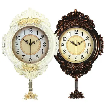 

Silent Swing Large Wall Clock Vintage European Retro Shabby Chic Garden Art Decoration Living Room Horloge Murale Decor SC264