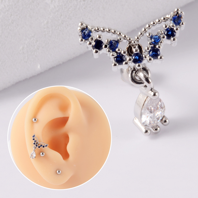 361L Surgical Steel Cz Ear Tragus Cartilage Crystal Lightning Snake Lobe Earrings Helix Earring Barbell Piercing Jewelry 20G