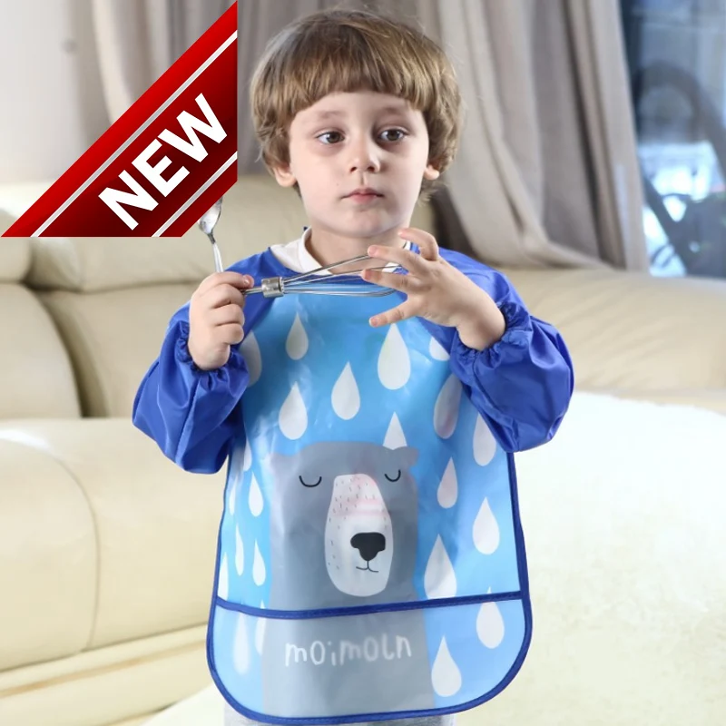 

Cute Baby Bibs Waterproof Long Sleeve Apron Children Feeding Smock Bib Burp Clothes Soft Eat Toddler Baberos Bavoir