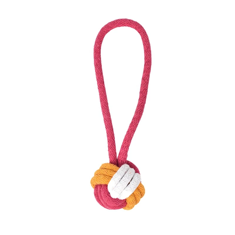 YJ0242MR Интерактивные игрушки для собак больших и маленьких собак, Хлопковый Канат, игрушечный мяч для собак, буксир войны, игрушки для чистки зубов, сильная молярная игрушка - Цвет: YJ0242MR