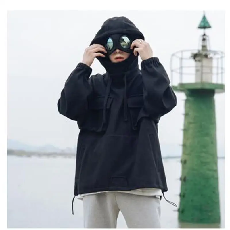 Мужская весенне-осенняя корейская модная повседневная куртка-пилот свободная толстовка с капюшоном пальто уличная хип-хоп панк homme верхняя одежда - Цвет: Черный