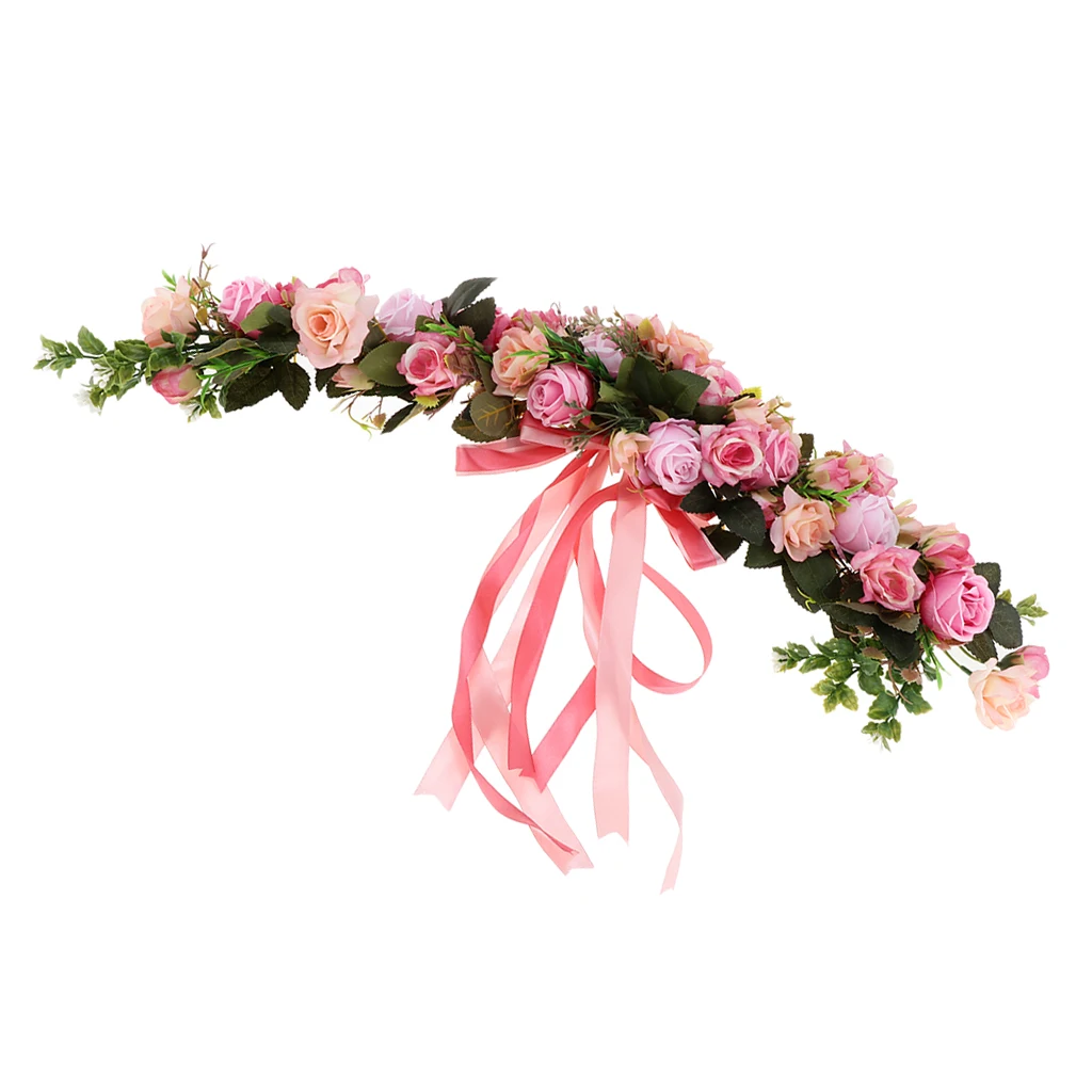 Simulation Rose Wall Door Wreath Flower Garland Indoor Outdoor Wedding Decor Silk Flower Door Trim Garland Flower Arrangement