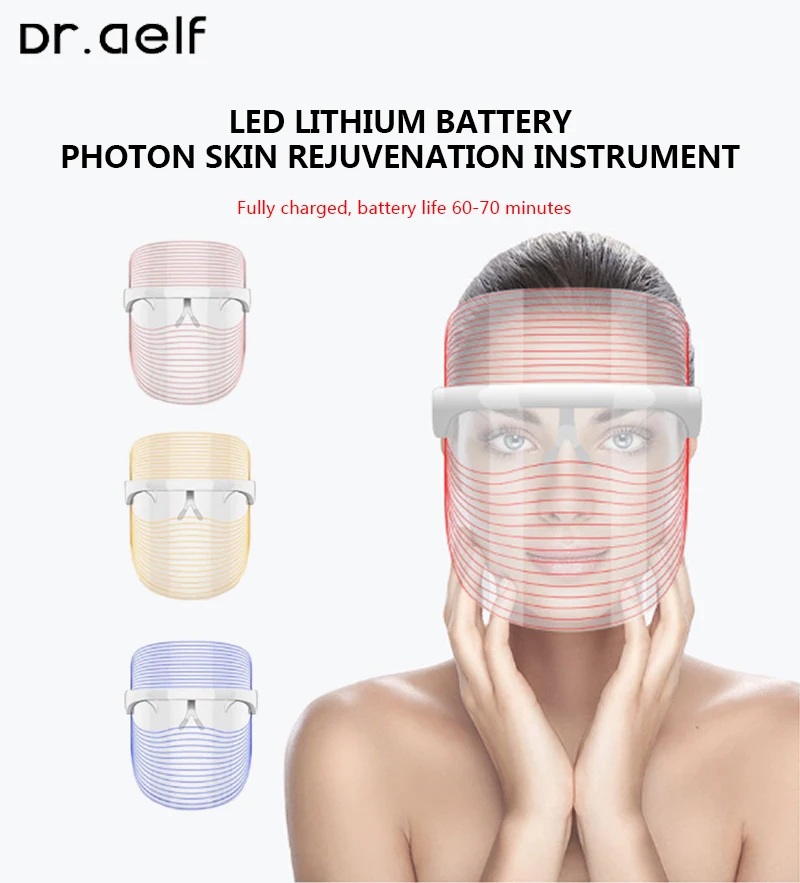 

Dr.aelf 3 Colors Light Therapy Face Mask Beauty Instrument Facial SPA Anti-aging Anti Wrinkle Anti-acne Face Skin Care Tools