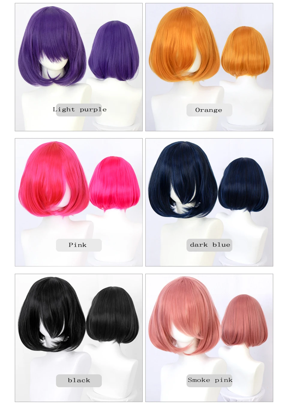 LUPU Synthetic Wig Pink Red Black Blue Purple Blonde White Wig Female Short Bob Halloween Christmas Party Cosplay Wigs For Women