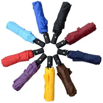 

Creative fashion solid color tri-fold semi-automatic umbrella simple business sunny umbrella umbrella automatic golf umbrella
