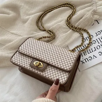 

Fashion personality all-match small bag female new 2020 popular shoulder bag texture rhombus chain messenger bag