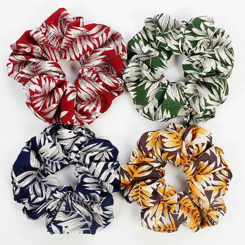 1pcs Vintage Scrunchies Lady Stretch Chiffon Scrunchie Women Elastic Hair Bands Girls Headwear Floral Hair