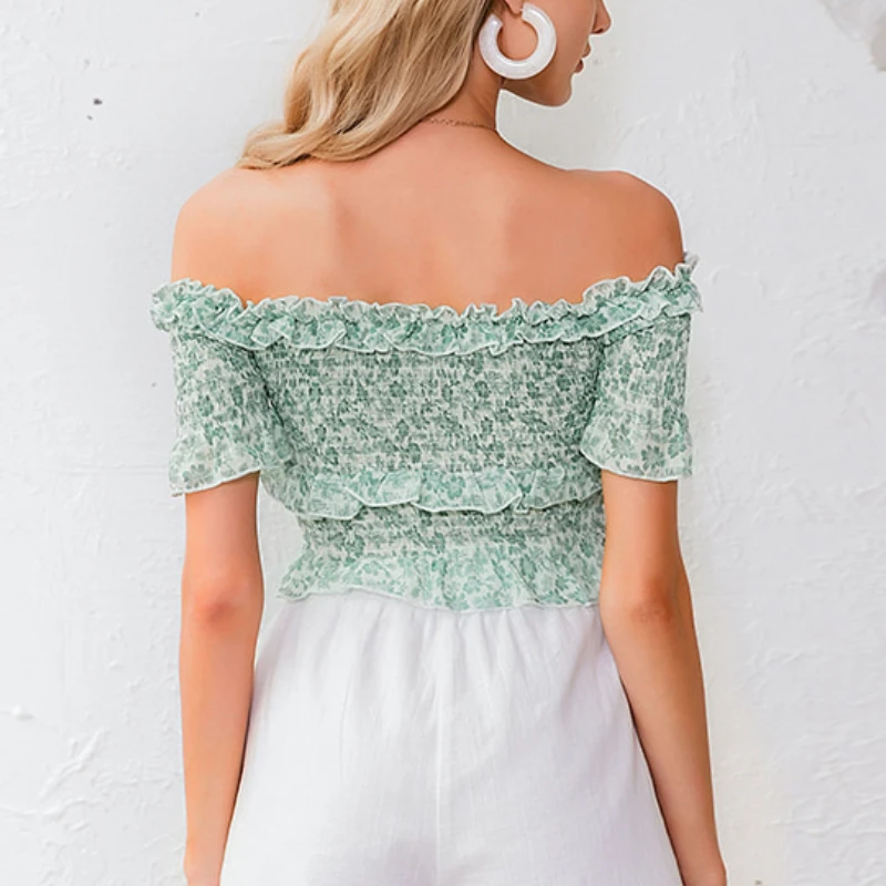 Green Boho Summer Beach Crop Tops OC0151