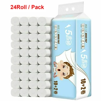 

24 Rolls 5 Layers Reinforced Wood Pulp Toilet Paper Home Bathroom Washroom Toilet Paper Towel Tissue Roll Fast Shipping