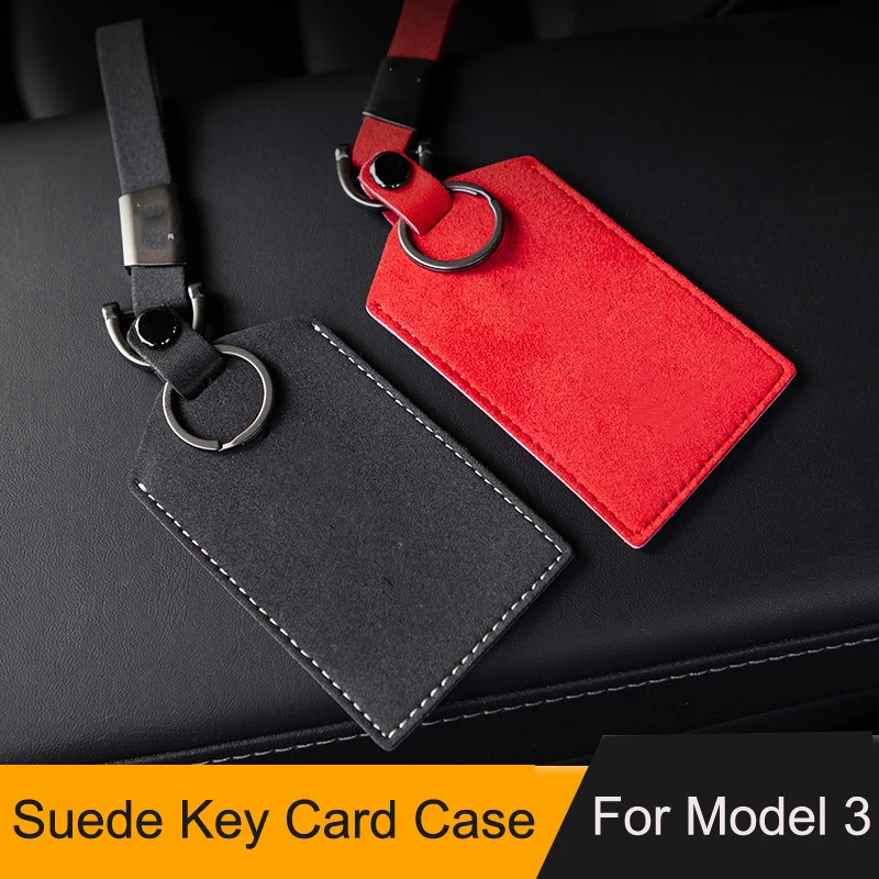 

1Pcs Car Key Cover for Tesla Model3 Key Card Case Suede Key Cover Starter Card Protection Key Decoration Supplies