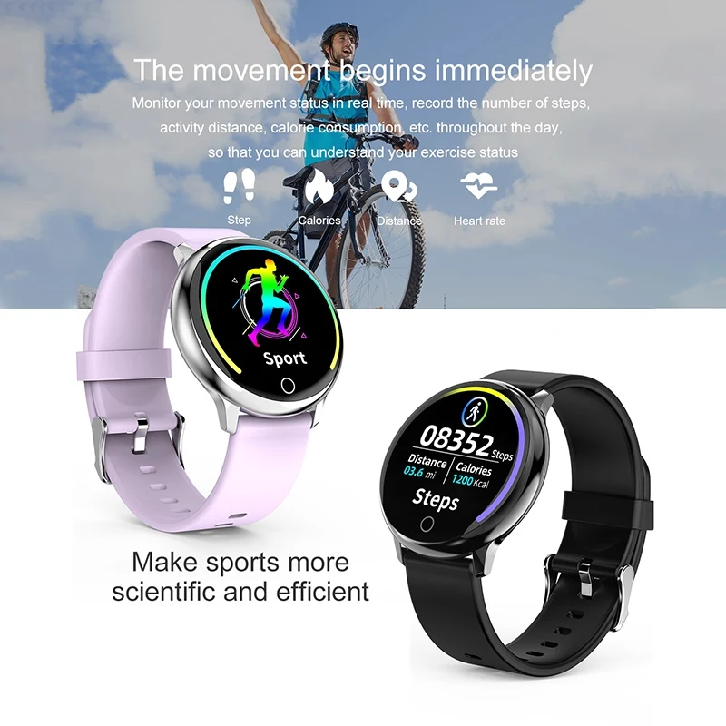 

BALIGHT Q16 Full Round Touch Control Heart Rate Blood Pressure Physiological Monitor Bracelet Fitness Tracker Smart Watch Q9 Q8